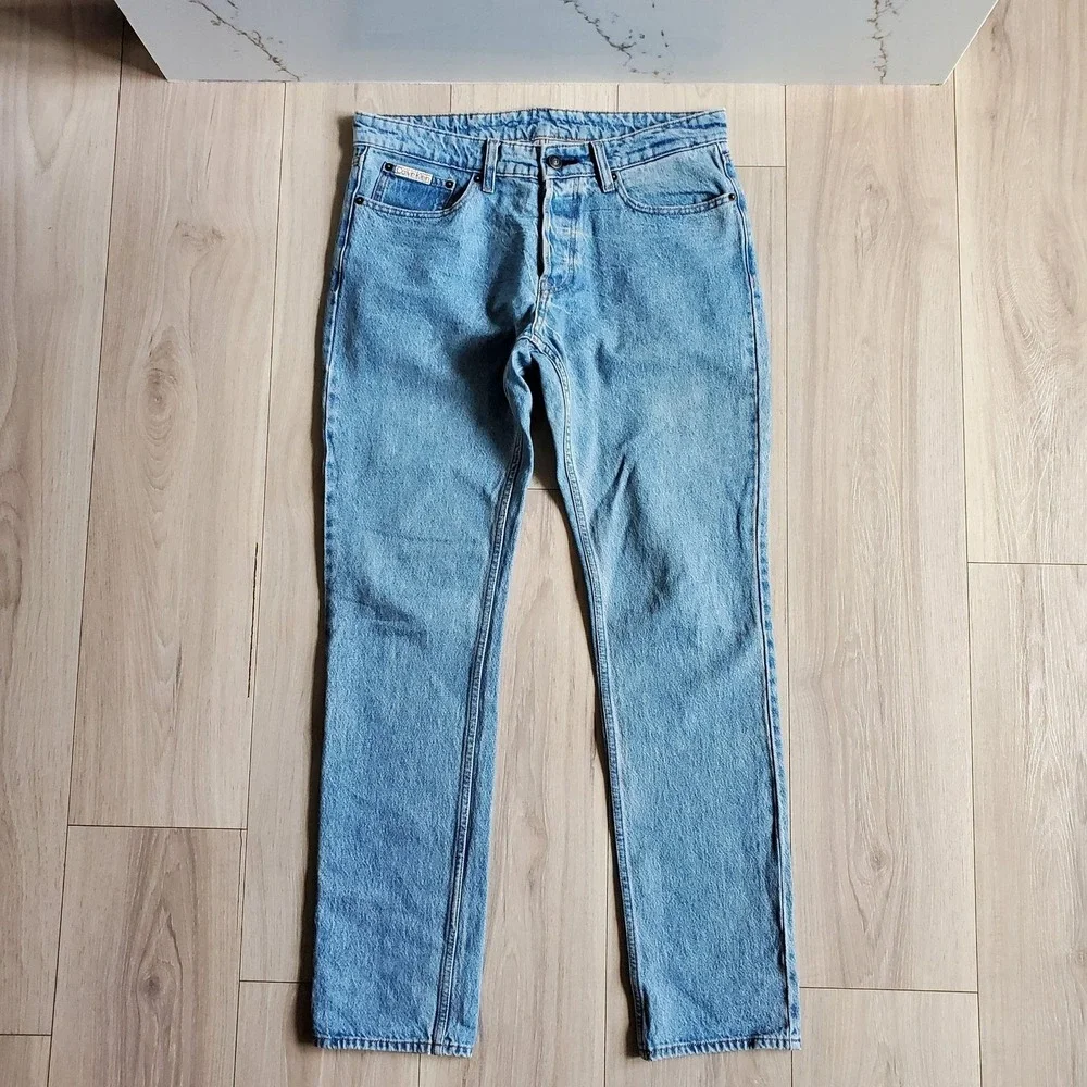 Calvin Klein Jeans Mens 32x32 Blue Light Wash Slim Tapered Cotton Denim Casual